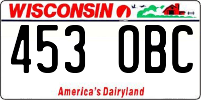 WI license plate 453OBC
