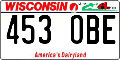 WI license plate 453OBE