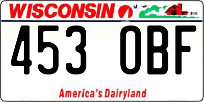 WI license plate 453OBF