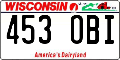 WI license plate 453OBI