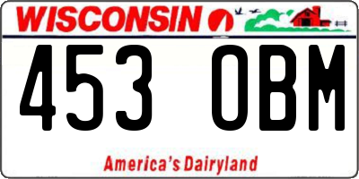 WI license plate 453OBM