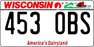 WI license plate 453OBS