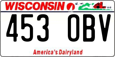 WI license plate 453OBV