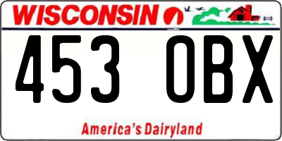 WI license plate 453OBX