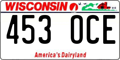 WI license plate 453OCE