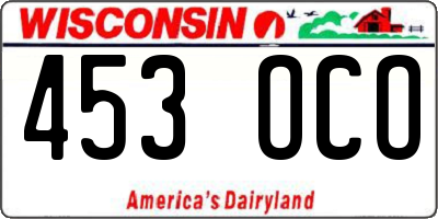 WI license plate 453OCO