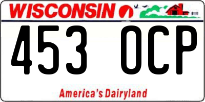 WI license plate 453OCP
