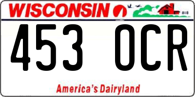 WI license plate 453OCR