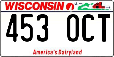 WI license plate 453OCT