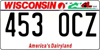 WI license plate 453OCZ