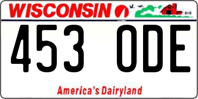 WI license plate 453ODE