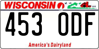 WI license plate 453ODF