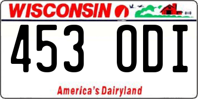 WI license plate 453ODI