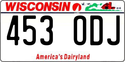 WI license plate 453ODJ