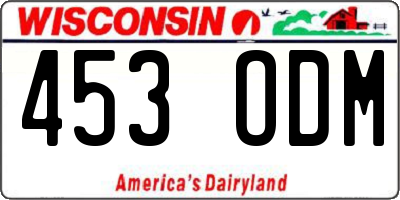 WI license plate 453ODM