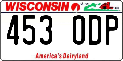 WI license plate 453ODP