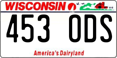 WI license plate 453ODS