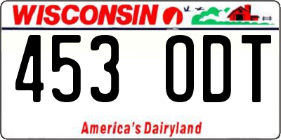 WI license plate 453ODT