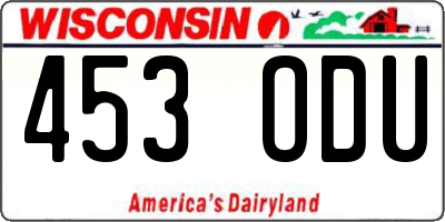 WI license plate 453ODU