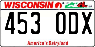 WI license plate 453ODX