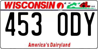 WI license plate 453ODY