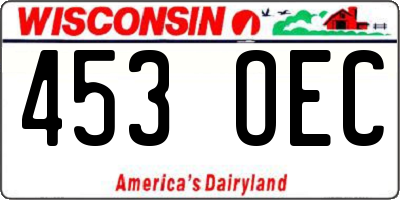 WI license plate 453OEC