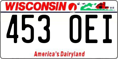WI license plate 453OEI