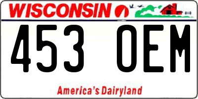 WI license plate 453OEM