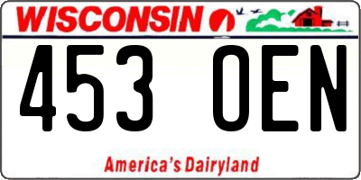 WI license plate 453OEN
