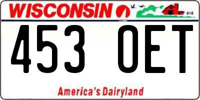 WI license plate 453OET