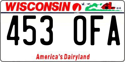 WI license plate 453OFA
