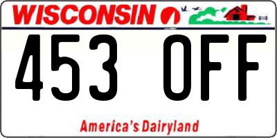 WI license plate 453OFF