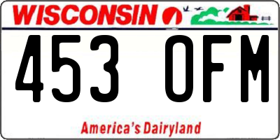 WI license plate 453OFM