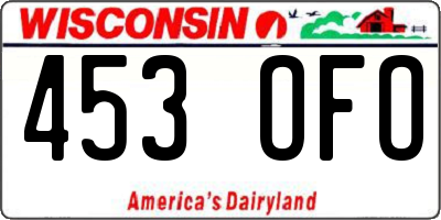 WI license plate 453OFO
