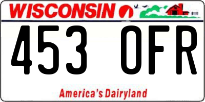 WI license plate 453OFR