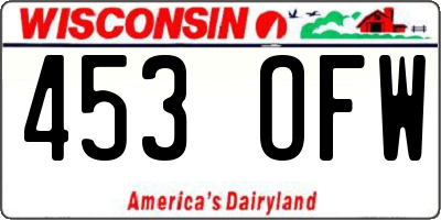 WI license plate 453OFW