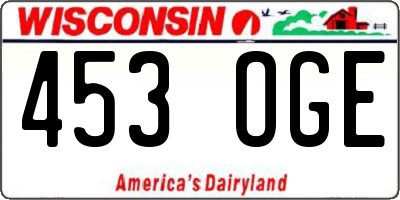 WI license plate 453OGE