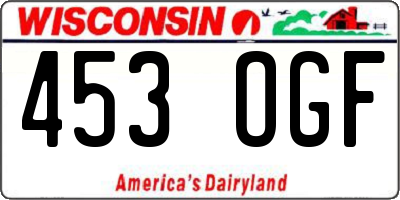 WI license plate 453OGF