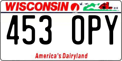 WI license plate 453OPY