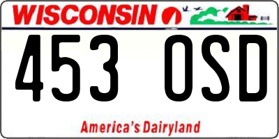 WI license plate 453OSD