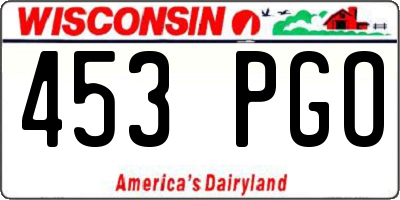 WI license plate 453PGO