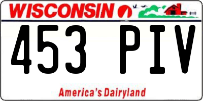 WI license plate 453PIV