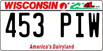 WI license plate 453PIW