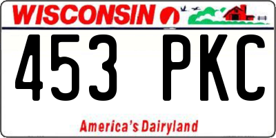 WI license plate 453PKC