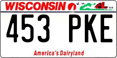 WI license plate 453PKE