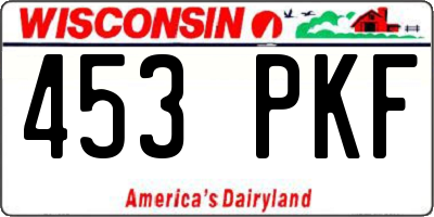 WI license plate 453PKF