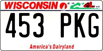 WI license plate 453PKG