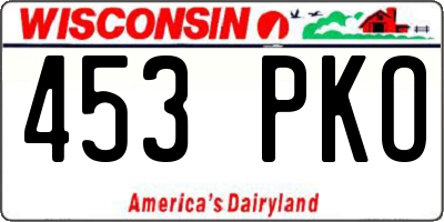 WI license plate 453PKO