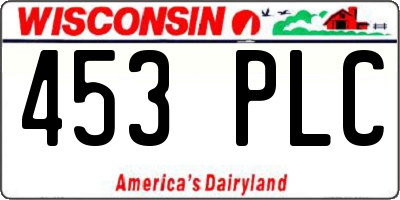 WI license plate 453PLC