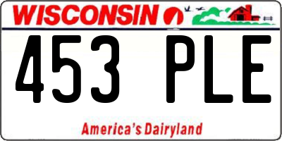 WI license plate 453PLE